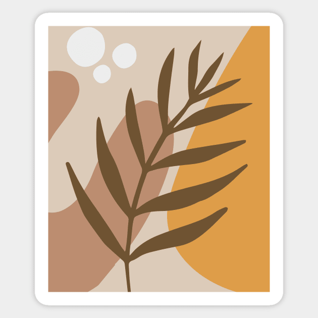 Minimal Modern  Abstract Shapes Abstract Leaf Warm Tones  Pattern Sticker by zedonee